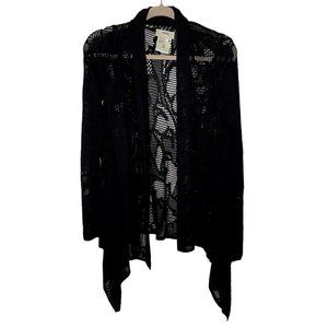 Fuzzi | Black Lace Waterfall Open Cardigan